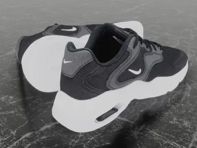 Nike 3D Shoes - White-Black - Air max Series Low-poly 3D model