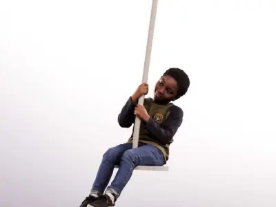 Garry 14507 - Black Boy Riding A Cable Car On The Playground Low-poly 3D model