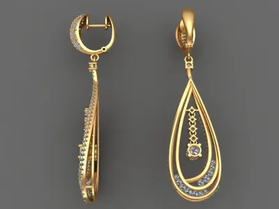 LUXURY MICROSETTING DIAMOND EARRINGS 3D print model