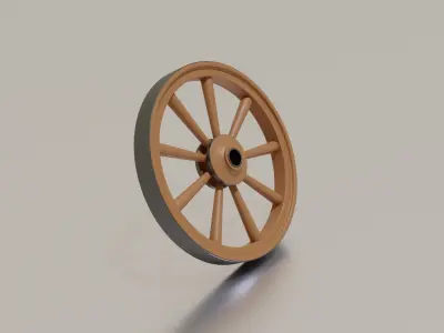 Old wooden wheel 3D model