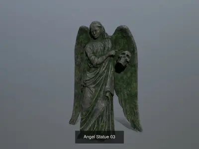 Angel Statue set 3D Model Collection