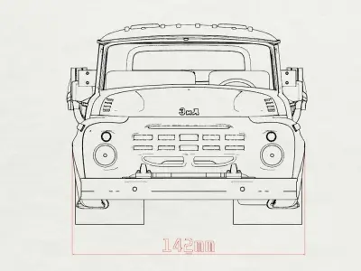 Fewer  parts Cab  TRUCK ZIL 130 STL printable bodies car 3D print model