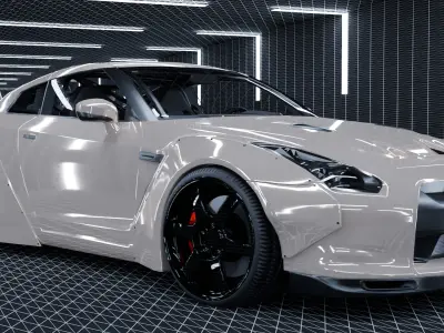 GTR-skyline-car rigged and animated 3D model