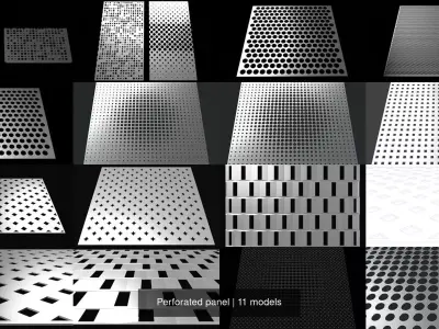 Perforated panel 3D Model Collection