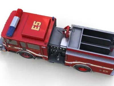 Generic fire truck Low-poly 3D model
