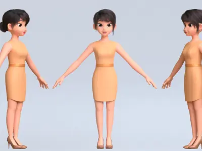 Amy Girl Cartoon Character 3D model