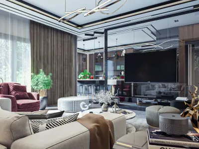 Modern Reception and Kitchen with Dining area  3D model