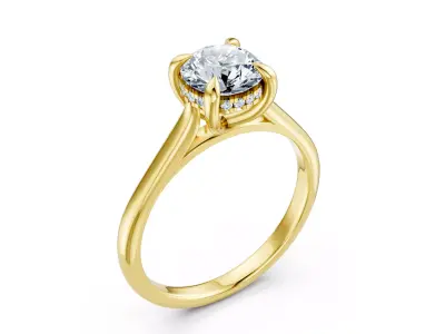 Luxury Halo Solitaire Ring CAD Design Editable 3DM File 3D print model