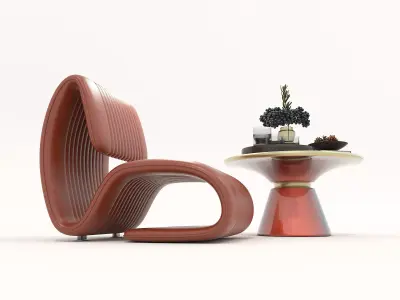 Modern Coffee Table and Armchair Set 57 3D model