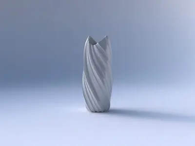 Vase twisted double arc hexagon with smooth vertical ribbons  3D print model