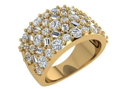 Wide Luxury Ring With Diamonds 3679 3D print model