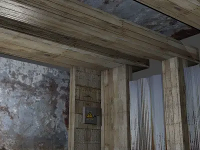 Shedd empty room with rusty walls Low-poly 3D model