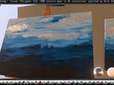 Oil Painting - Clouds  Low-poly 3D model