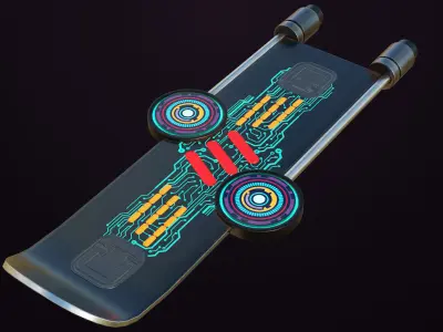 Sci Fi Hoverboard 9 All PBR Unity UE Textures Included Low-poly 3D model