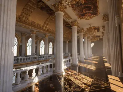 Cathedral Interior Environment - Unreal Engine 5 Low-poly 3D model