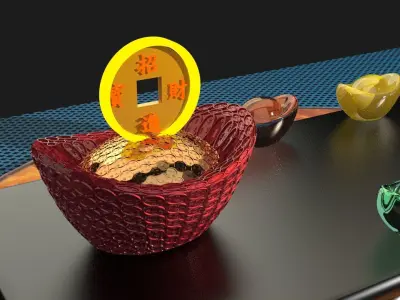 Chinese gold Ingot   3D model