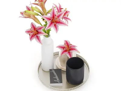 Tray with Flowers 3D model