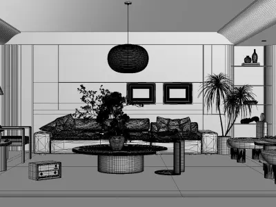 Modern living room 3D model  3D model