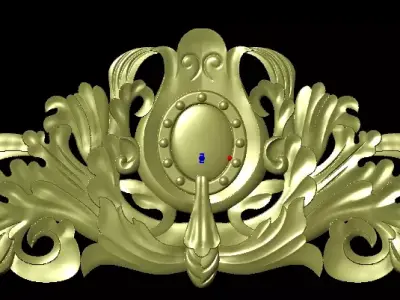Central decor ornament for furniture 3D model Western flower  3D print model