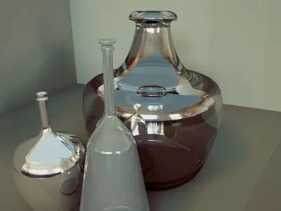 Bottles set of glass vases 3D model