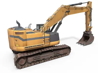 Crawler excavator Low-poly 3D model