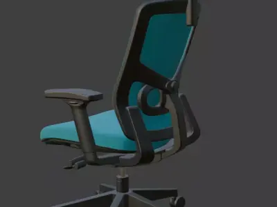 Modern Blue Leather Executive Office Chair High Detail 3D Model 3D model