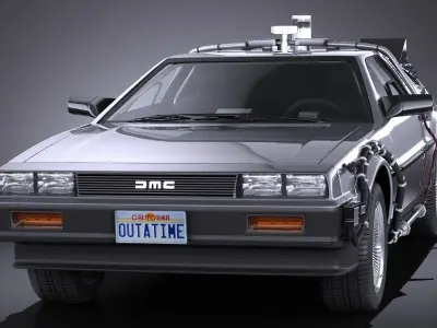 DeLorean DMC-12 Back To The Future episode 1 VRAY 3D model
