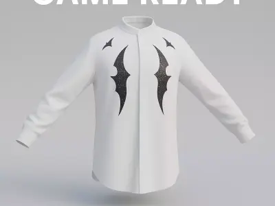 Game-Ready Stylish Long Sleeve Shirt Bat Pattern  Low-poly 3D model