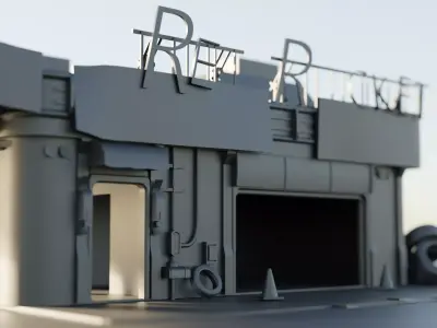 Red Rocket Gas Station Draft 3D model