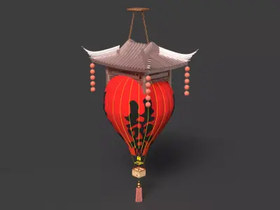 Chinese palace lantern   Low-poly 3D model