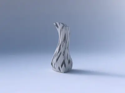 Vase puffy bent triangle with cuts 3D print model purchase