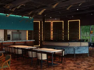 restaurantsky  interior scene 3D model 3D print model