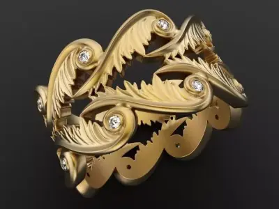 Baroque Ring Hearts Wings 3D print model