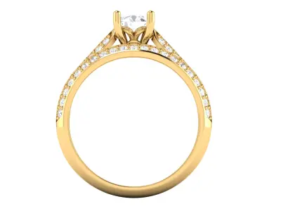 Round Cut Diamond Bridal Ring Set 3D print model