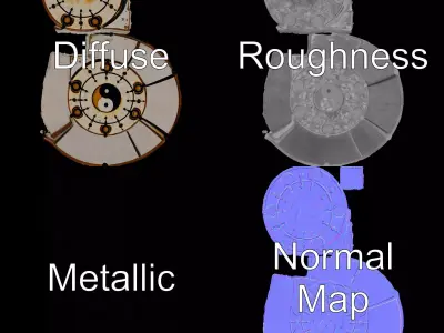 Yin Yang Symbolic Clock model pack Low-poly 3D model