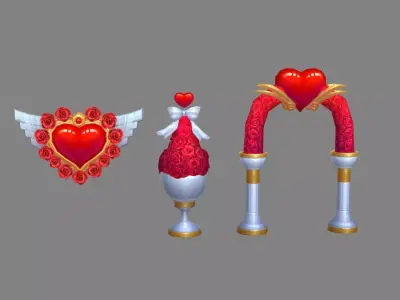 cartoon wedding decoration props Low-poly 3D model