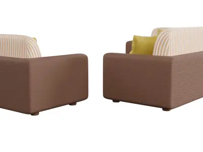 Sofa Set 02 Low-poly 3D model