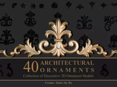 3D Architectural Ornament Collection Low-poly 3D model