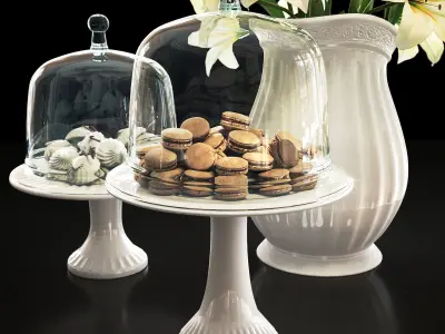 flower set 2 lilies and nuts 3D model