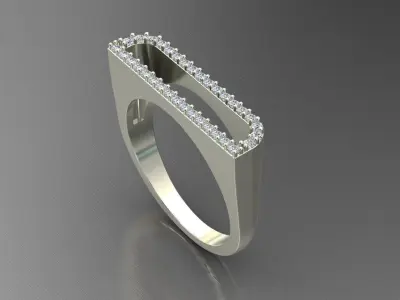 alphabet jewelry ring diamond letter D 3D print model