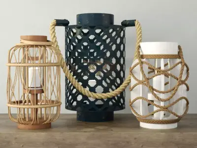 Rope and Rattan Lanterns 3D model