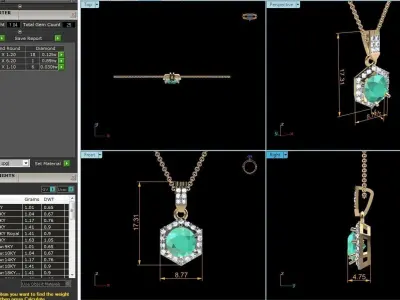 Solitaire Women Pendants 3dm STL OBJ FBX Render Details 3D print model 9