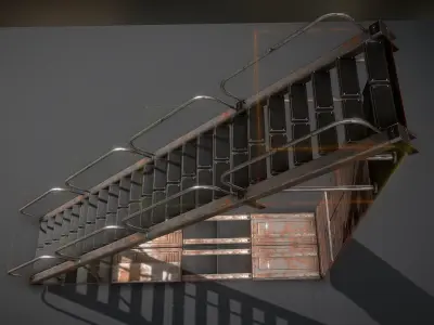 Sci-Fi Stairs Collection Rusty and Basic Version Low-poly 3D model