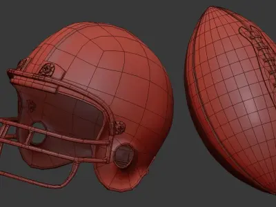 Regulation NFL Football and Helmet 3D model