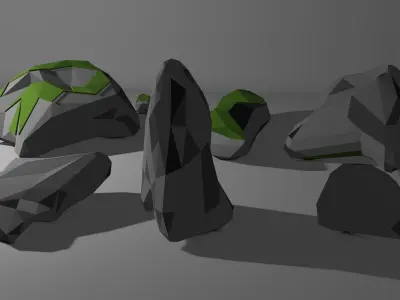 Rock Low Poly rocks on table Free 3D model