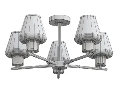 goreyn five light chandelier with gold and glass shades 3D model