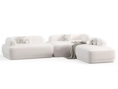 bumper sectional sofa Low-poly 3D model