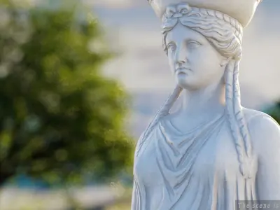 Caryatid statue of goddess person 3D model