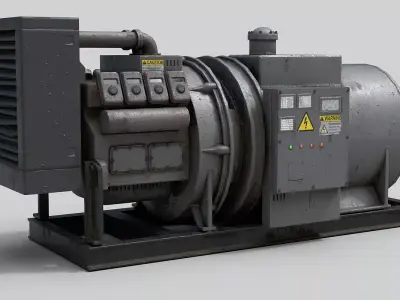Industrial Generator Low-poly 3D model