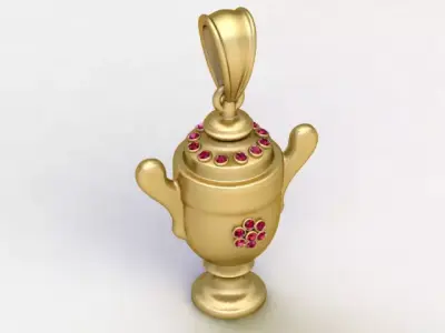 Luxury Mini Urn Pendant with Gemstone Accents 3D Printable 3D print model